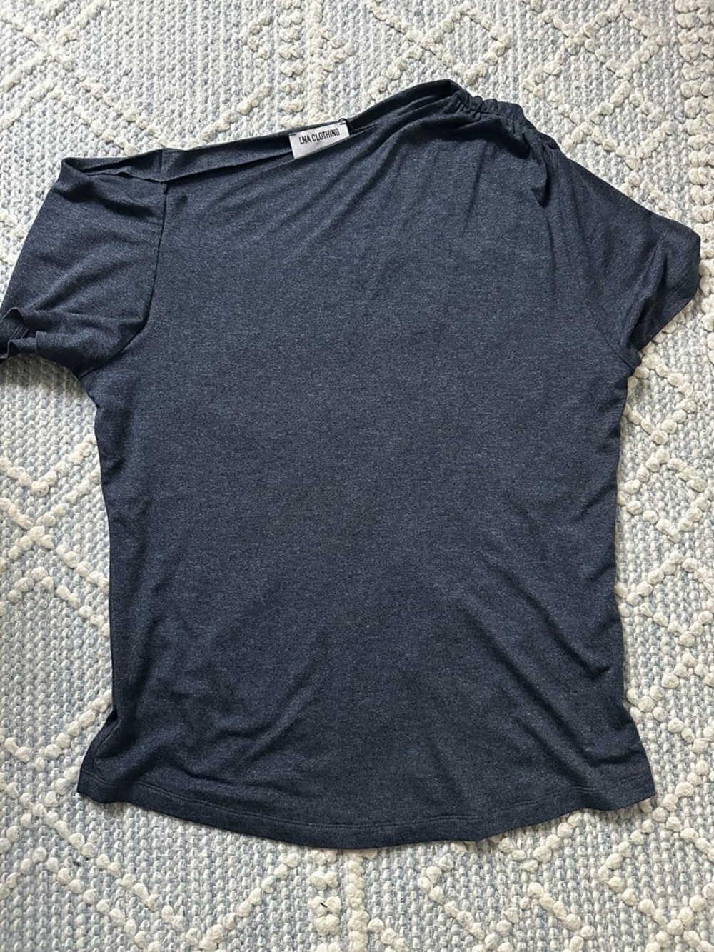 LNA Clothing Rayne Drop Shoulder Short Sleeve Top Navy Size M - Picture 2 of 4